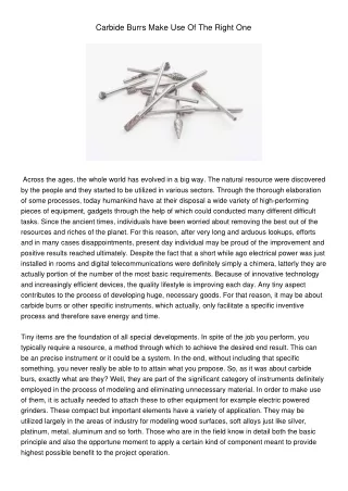 carbide burrs make use of the right one
