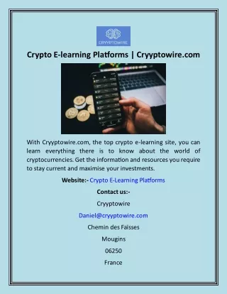 Crypto E-learning Platforms  Cryyptowire