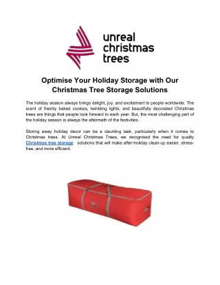 Optimise Your Holiday Storage with Our Christmas Tree Storage Solutions