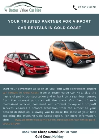 Your trusted partner for airport car rentals in Gold Coast