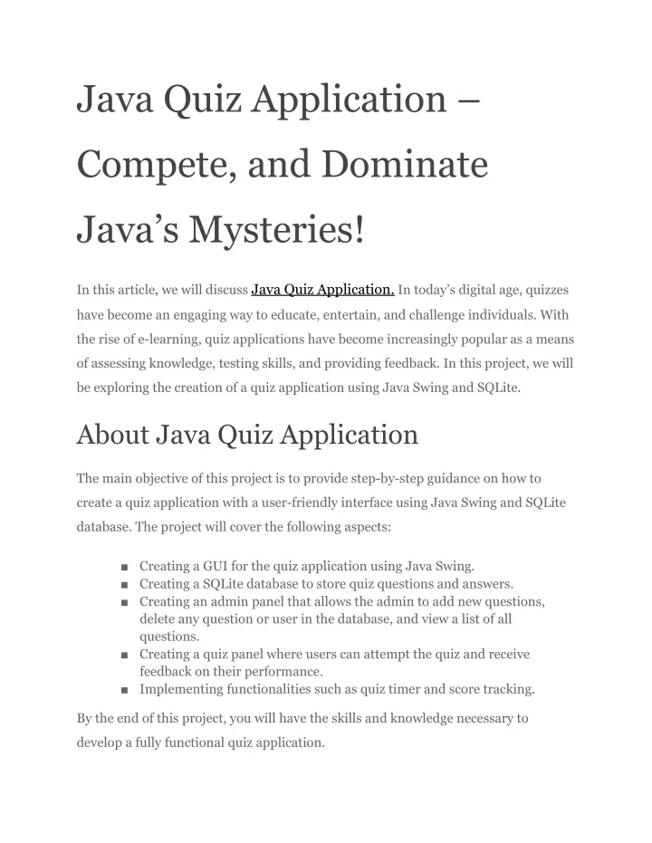 java quiz application