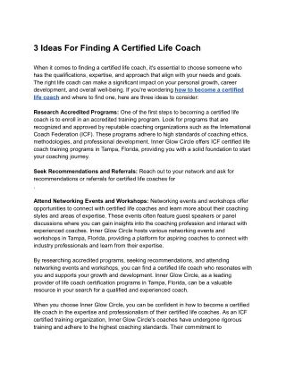 3 Ideas For Finding A Certified Life Coach