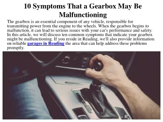 10 Symptoms That a Gearbox May Be Malfunctioning