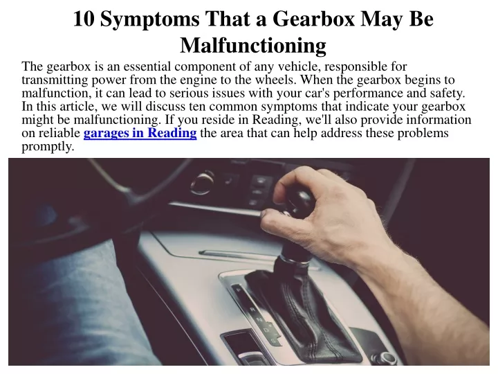 10 symptoms that a gearbox may be malfunctioning