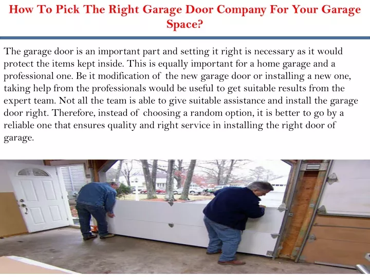 how to pick the right garage door company