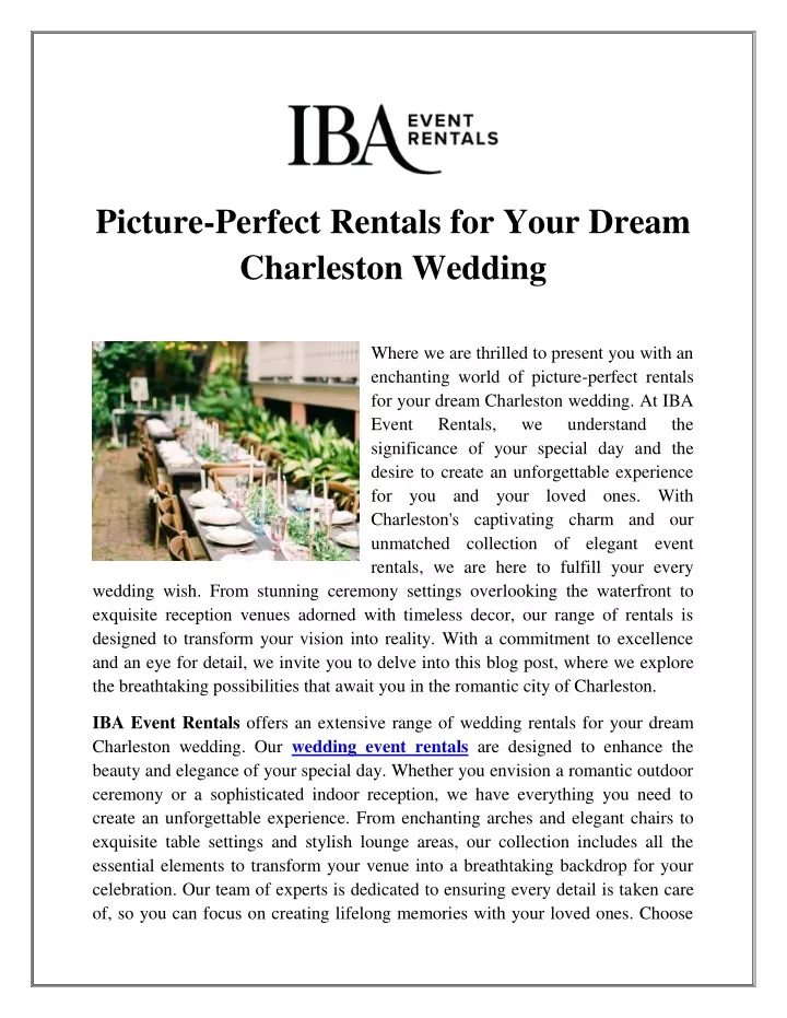 picture perfect rentals for your dream charleston