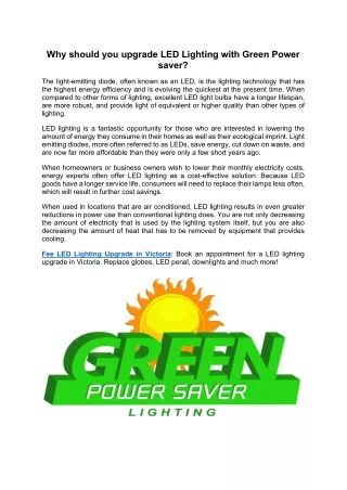 why should you upgrade led lighting with green