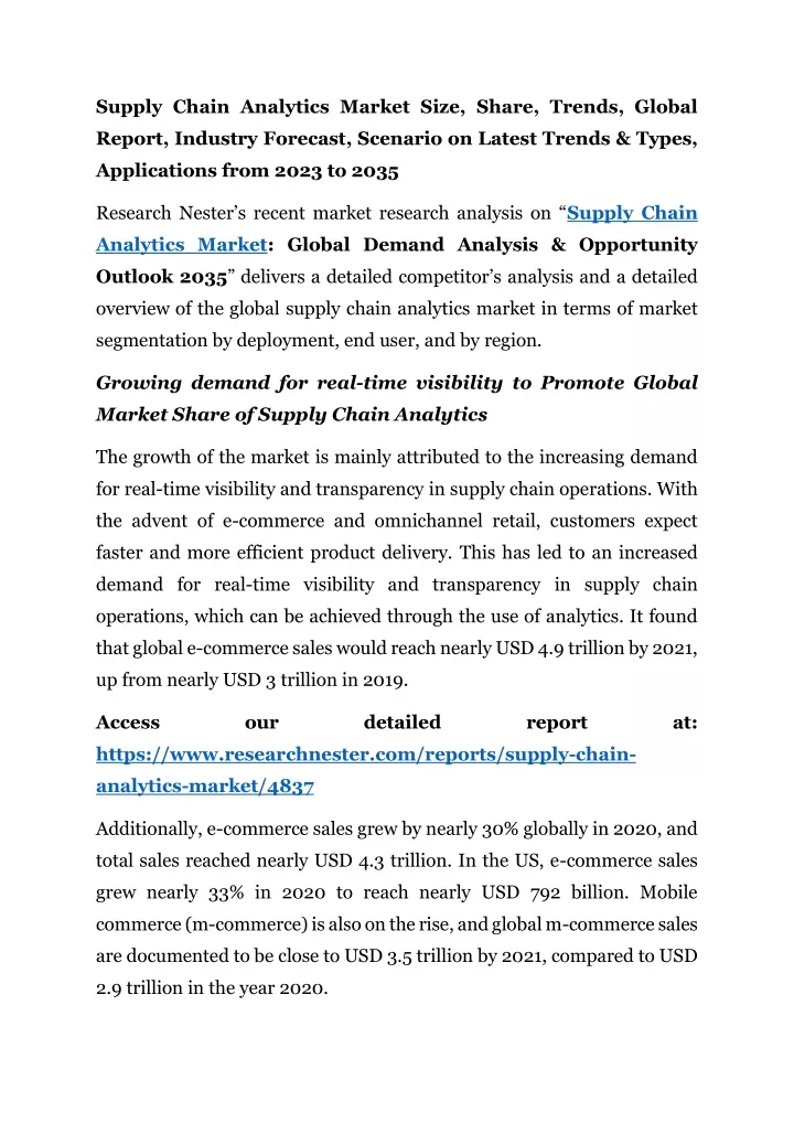 supply chain analytics market size share trends