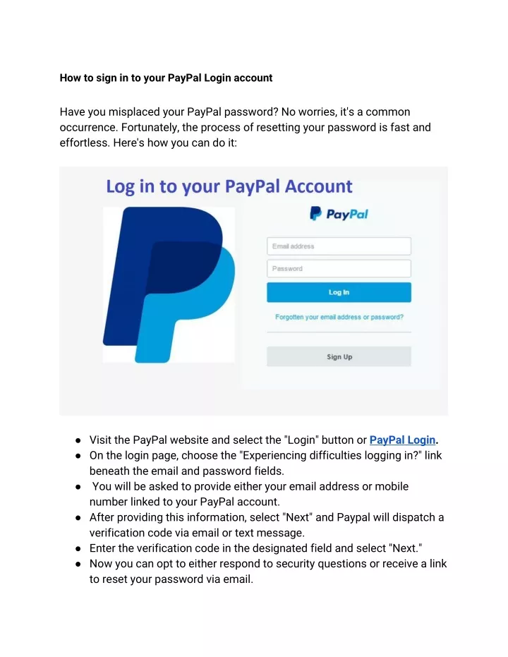 how to sign in to your paypal login account