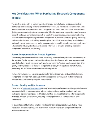 Key Considerations When Purchasing Electronic Components in India  (1)