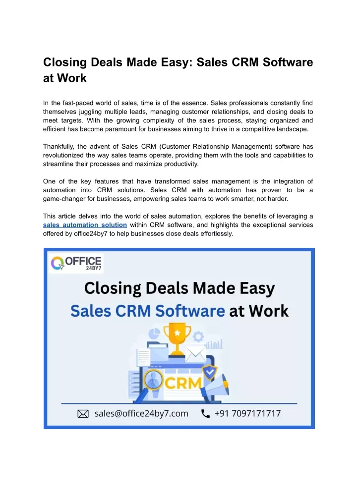 closing deals made easy sales crm software at work