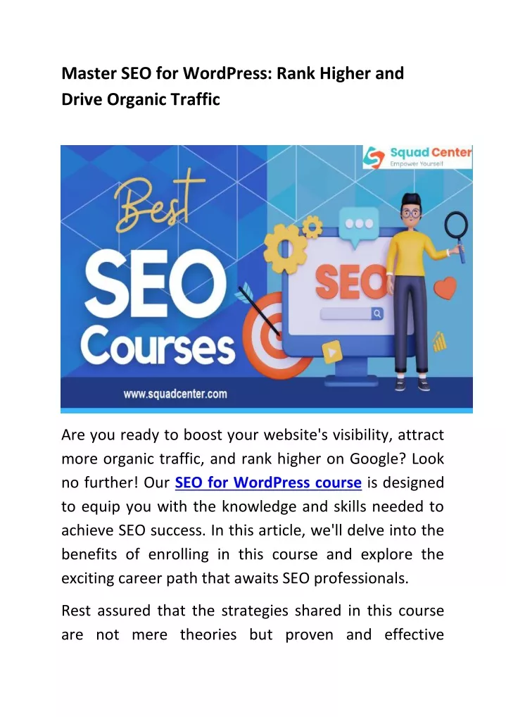 master seo for wordpress rank higher and drive