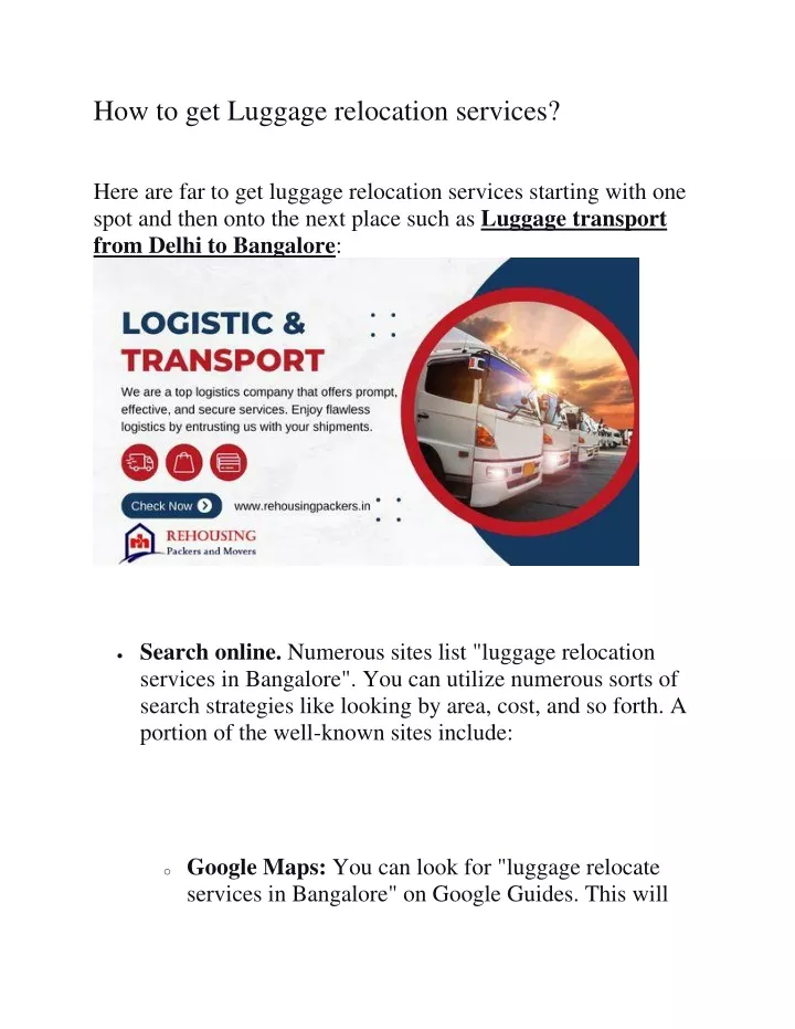 how to get luggage relocation services here