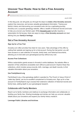uncover your roots how to get a free ancestry