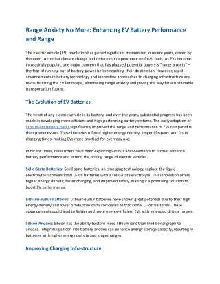 Range Anxiety No More_ Enhancing EV Battery Performance and Range