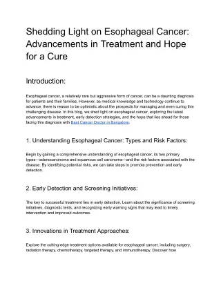 Shedding Light on Esophageal Cancer_ Advancements in Treatment and Hope for a Cure
