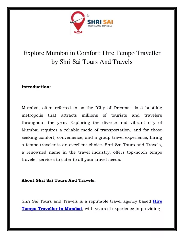 explore mumbai in comfort hire tempo traveller