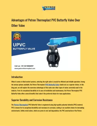 Advantages of Petron Thermoplast PVC Butterfly Valve Over Other Valve