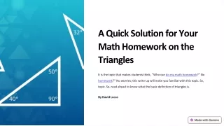 A Quick Solution for Your Math Homework on the Triangles