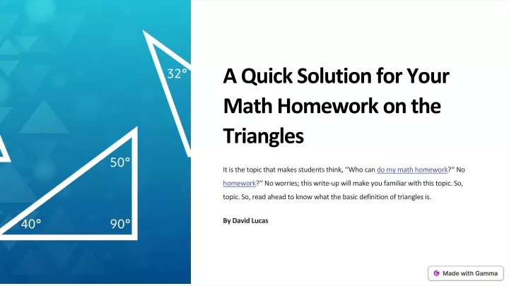 a quick solution for your math homework