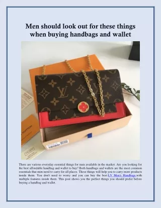 Men should look out for these things when buying handbags and wallet