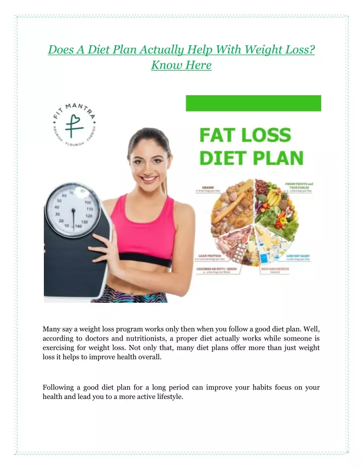 does a diet plan actually help with weight loss