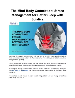 The Mind-Body Connection: Stress Management for Better Sleep with Sciatica