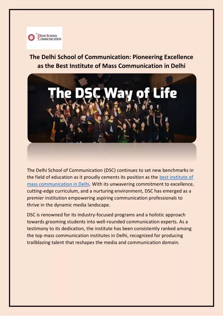 the delhi school of communication pioneering