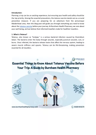 Essential Things to Know About Tetanus Vaccine Before Your Trip_ A Guide by Burnham Health Pharmacy