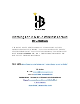 Nothing Ear 2 A True Wireless Earbud Revolution