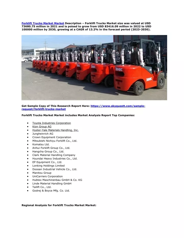 forklift trucks market market description