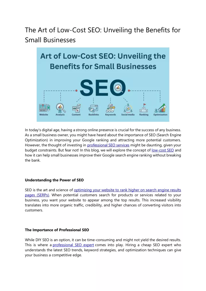 the art of low cost seo unveiling the benefits