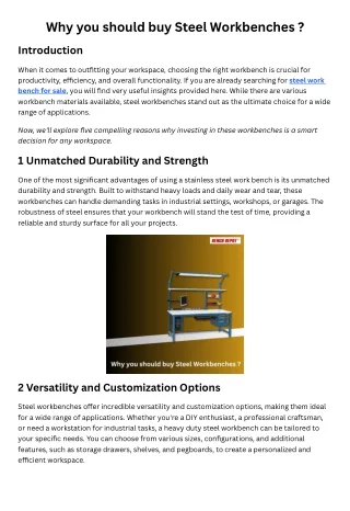 why you should buy steel workbenches