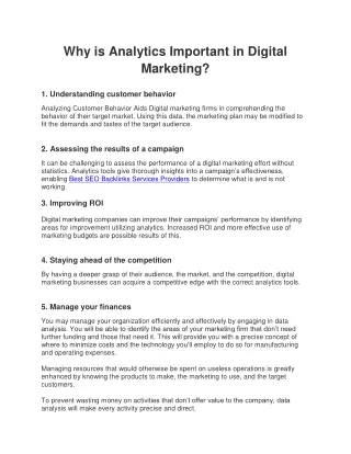 why is analytics important in digital marketing