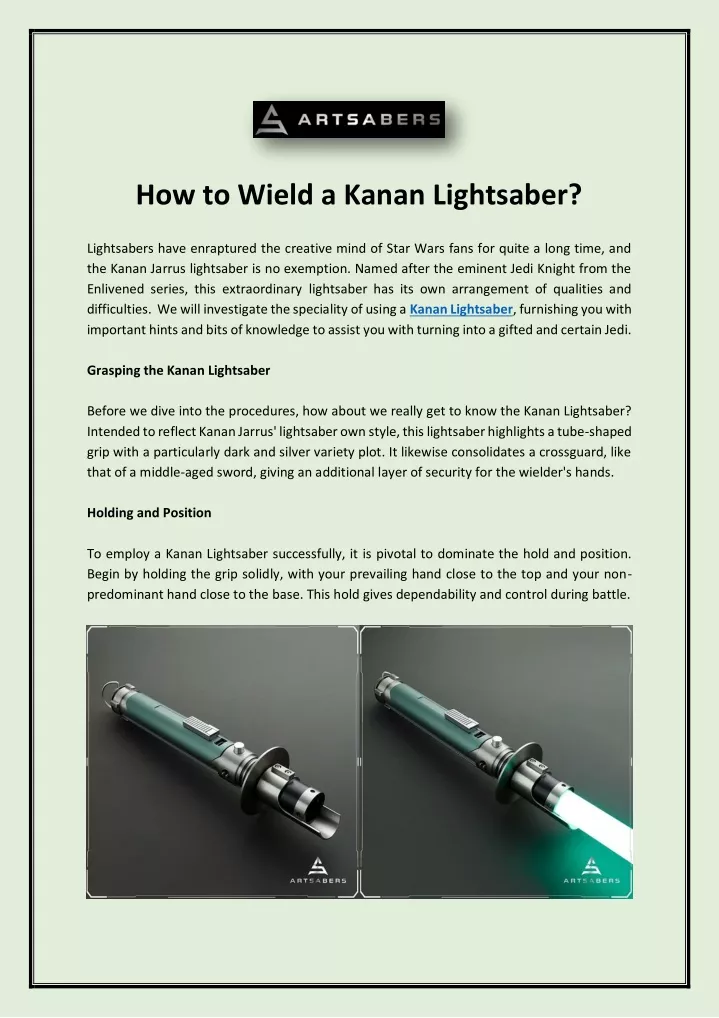 how to wield a kanan lightsaber