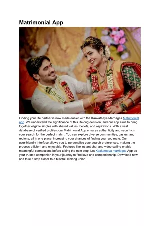 Matrimonial App | Kaakateeya
