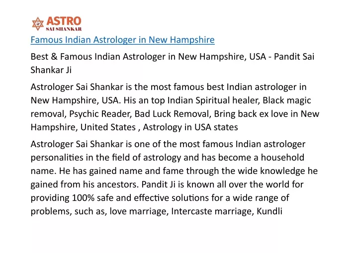 famous indian astrologer in new hampshire