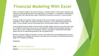 Financial Modeling With Excel