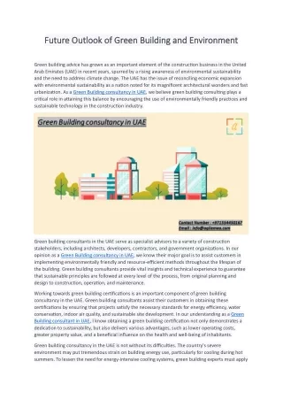 future outlook of green building future outlook