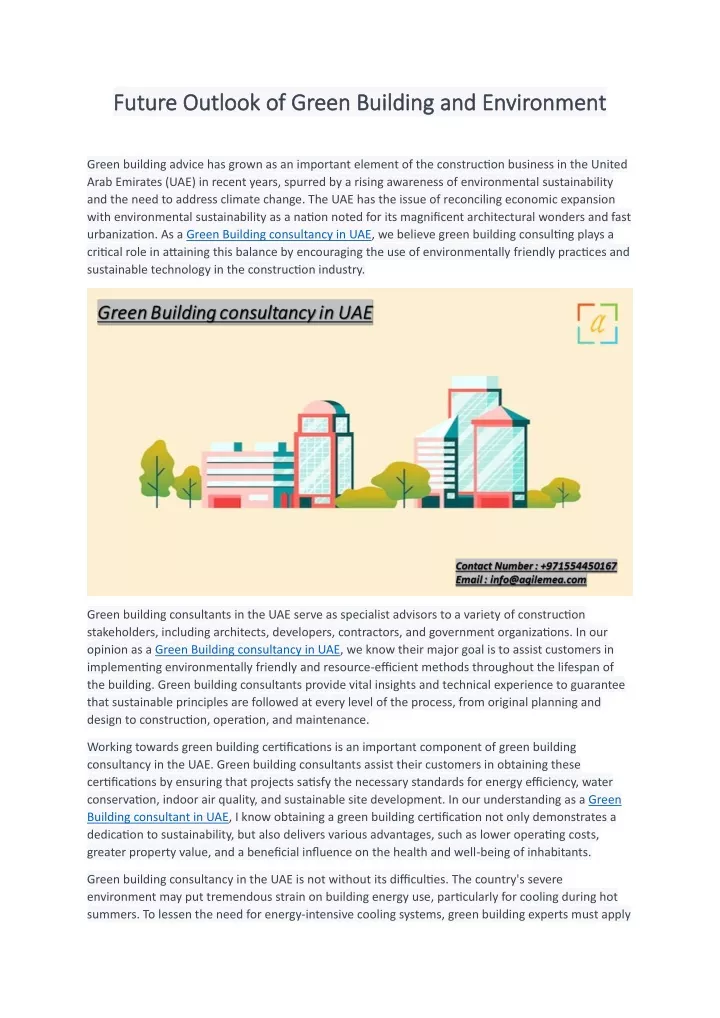 future outlook of green building future outlook