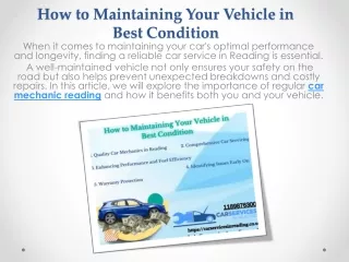 How to Maintaining Your Vehicle in Best Condition