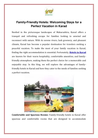 Family Friendly Hotels Welcoming Stays for a Perfect Vacation in Karad