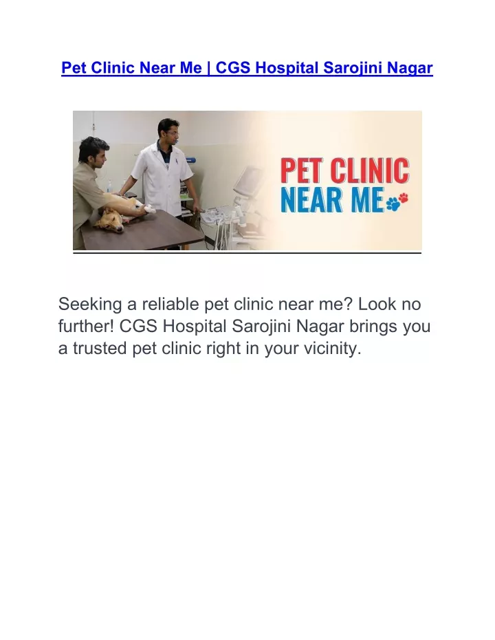 pet clinic near me cgs hospital sarojini nagar