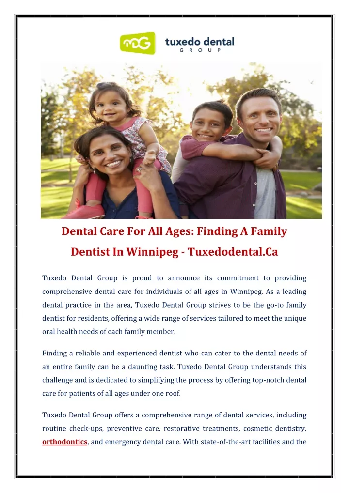 dental care for all ages finding a family