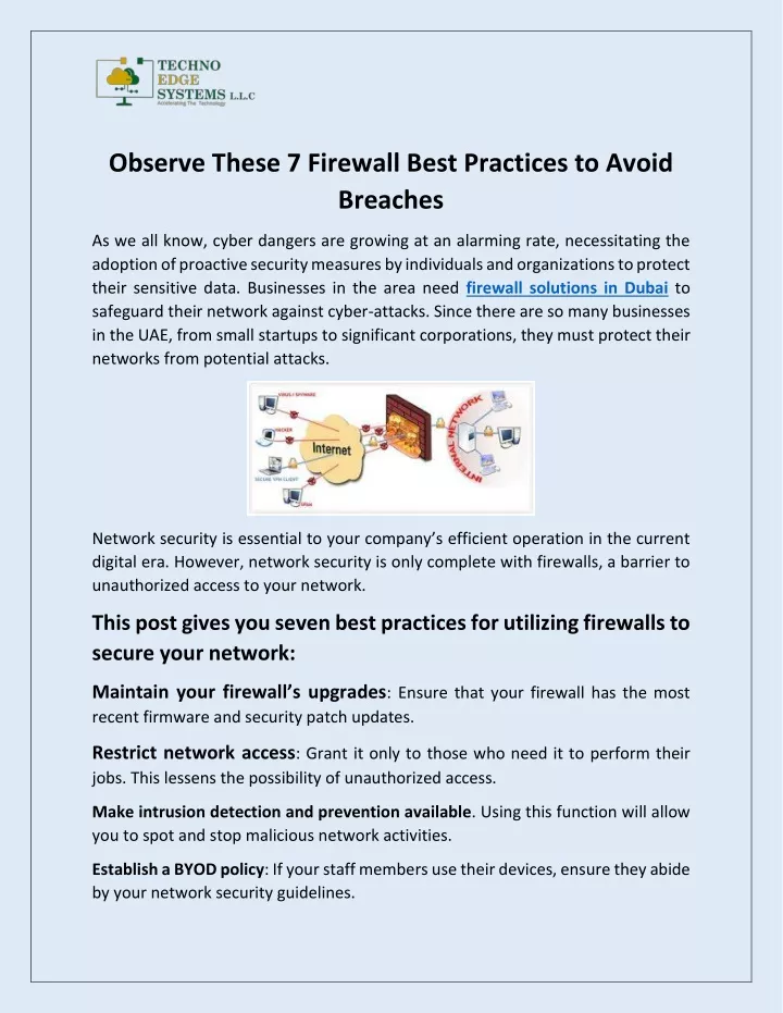 observe these 7 firewall best practices to avoid