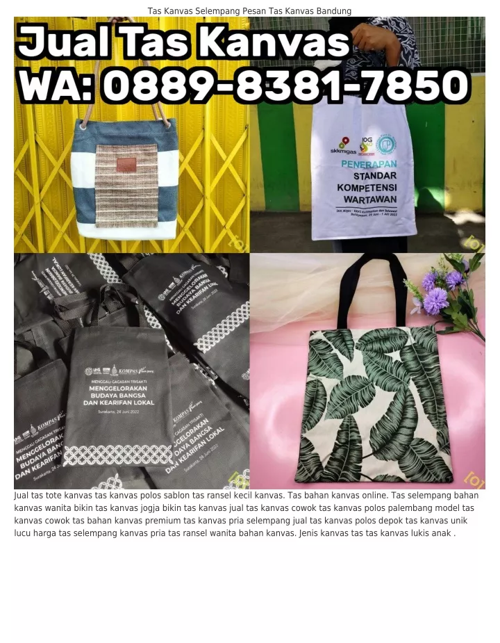 tas kanvas selempang pesan tas kanvas bandung