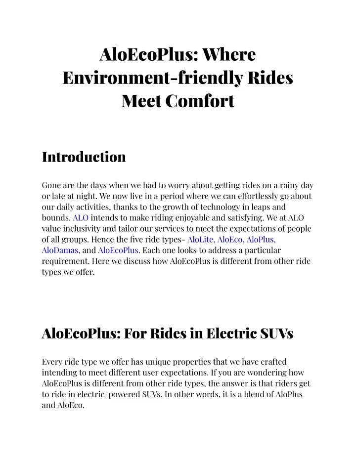 aloecoplus where environment friendly rides meet