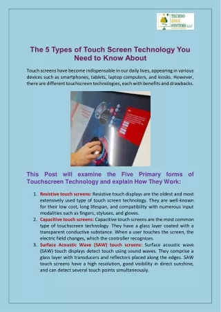 the 5 types of touch screen technology you need