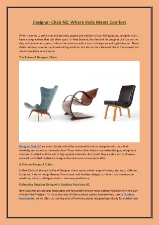 Designer Chair NZ Where Style Meets Comfort