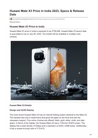 huawei mate x3 price in india 2023 specs release